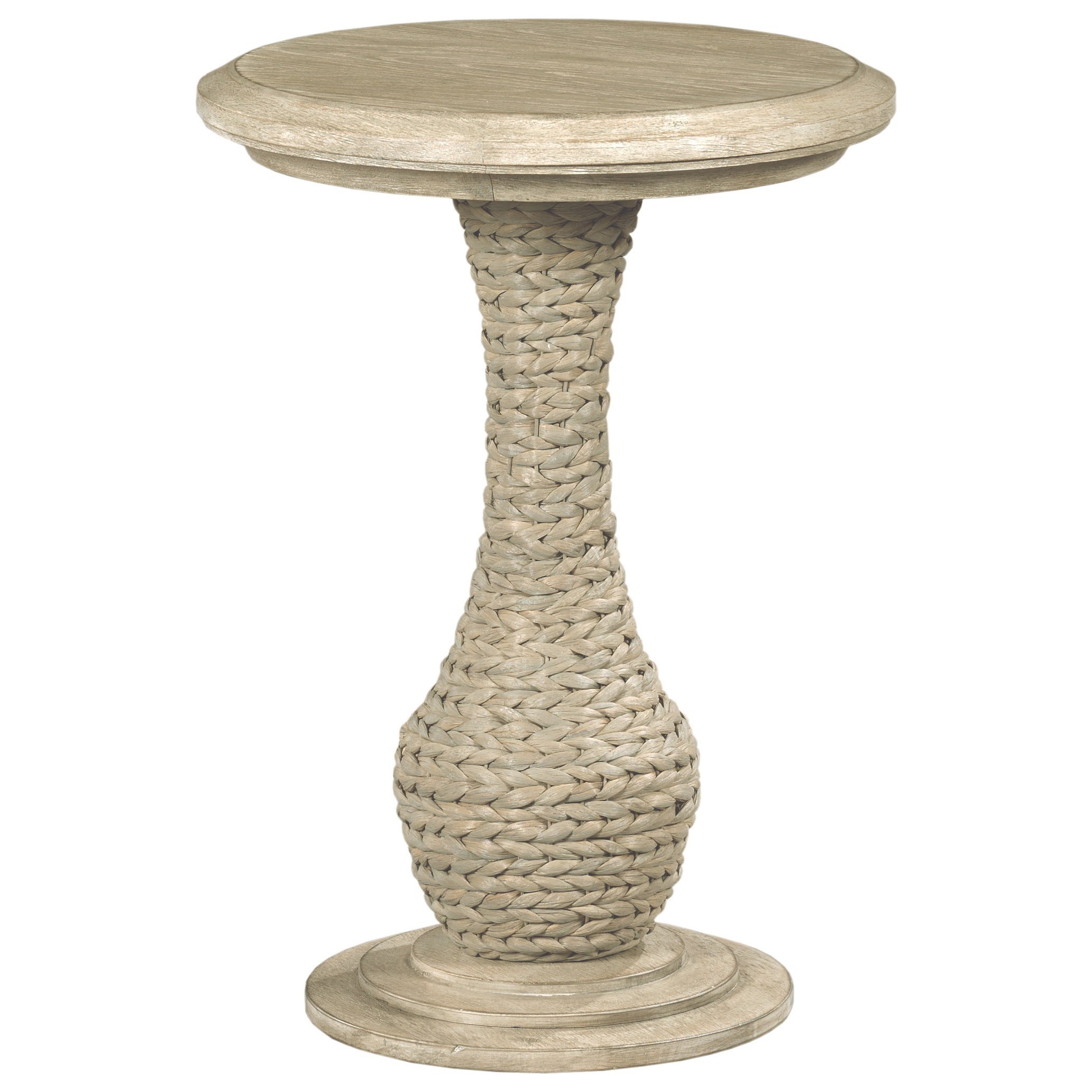 American Drew Vista Relaxed Vintage Biscane Round End Table with Woven